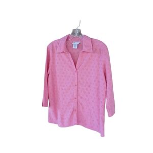 3/$10 The Tog Shop Pink Eyelet Button Down Shirt Large